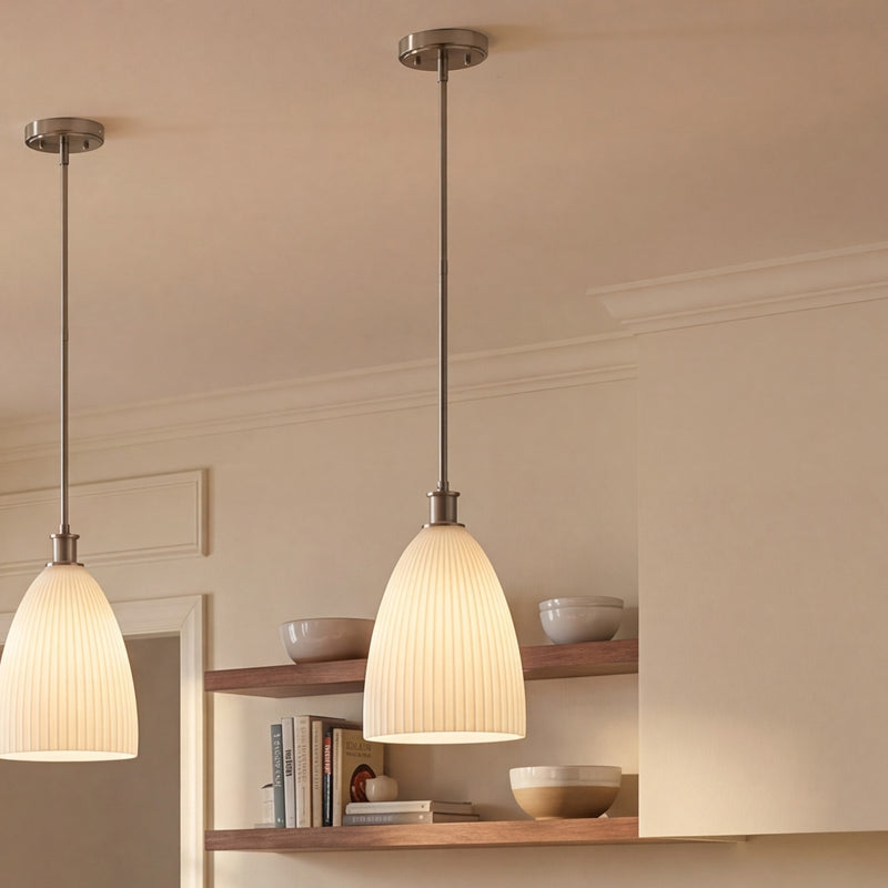 Savoy House Essentials Baldwin 1Lt Pendant, Nickel/White