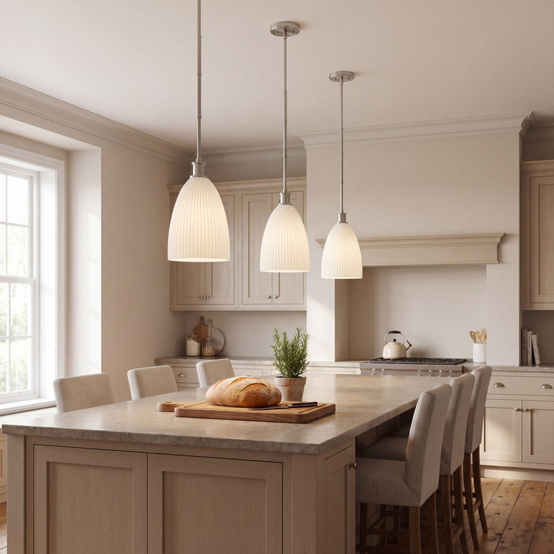 Savoy House Essentials Baldwin 1Lt Pendant, Nickel/White