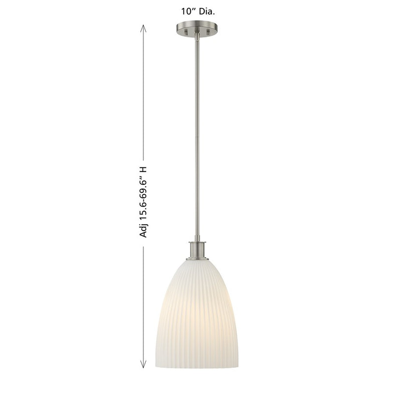 Savoy House Essentials Baldwin 1Lt Pendant, Nickel/White
