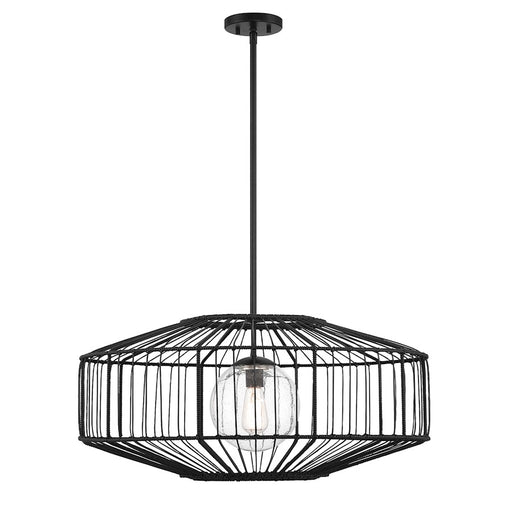 Savoy House Marcy 1 Light Pendant, Matte Black/Clear Seeded - 7-1429-1-89