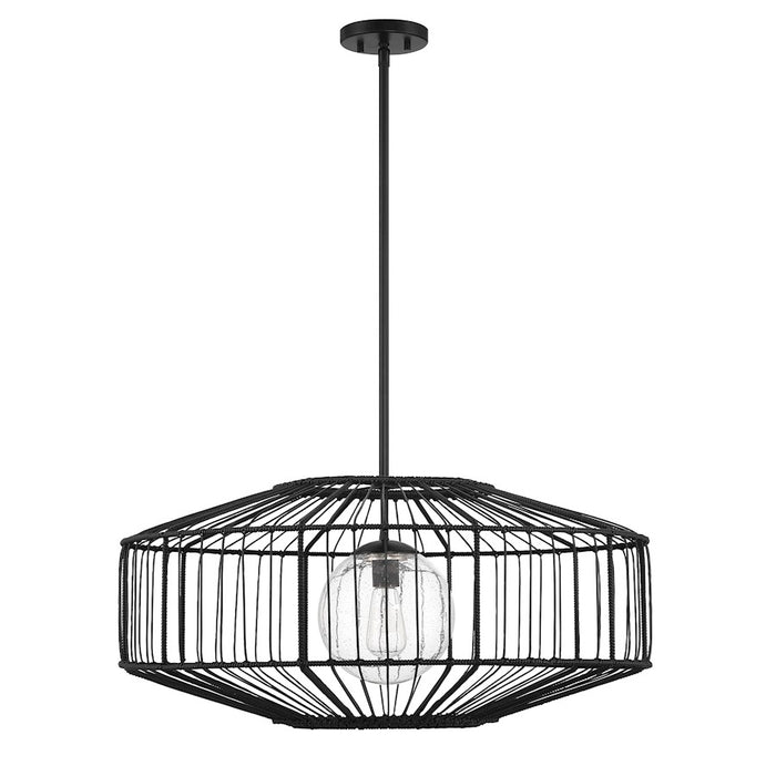 Savoy House Marcy 1 Light Pendant, Matte Black/Clear Seeded