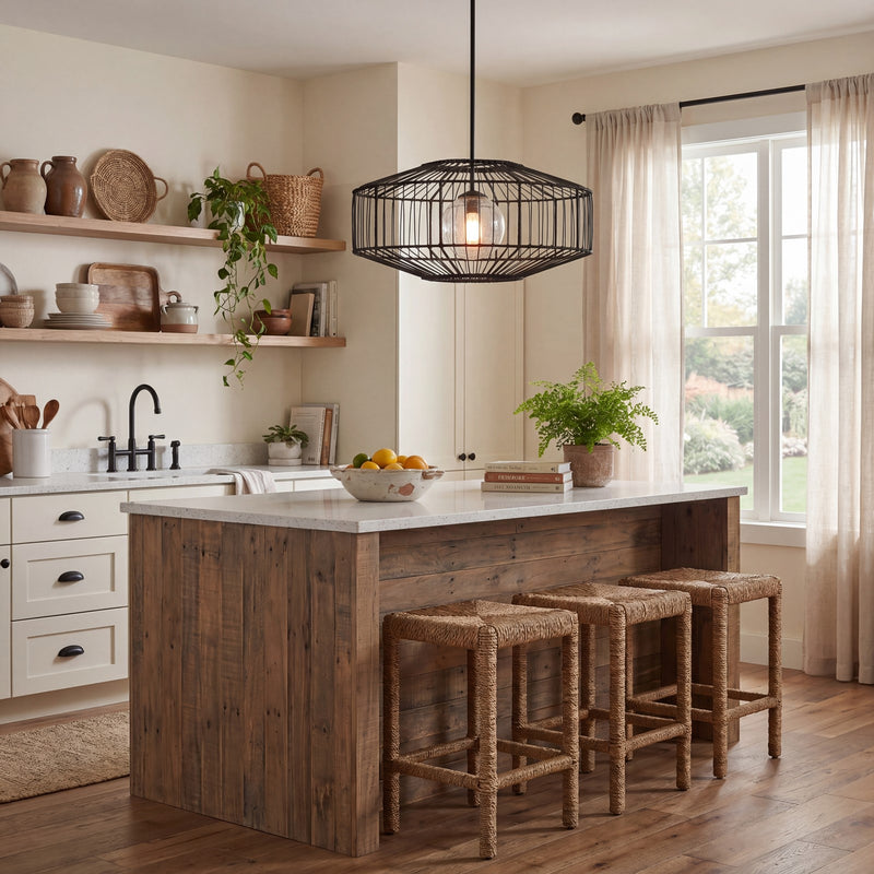 Savoy House Marcy 1 Light Pendant, Matte Black/Clear Seeded