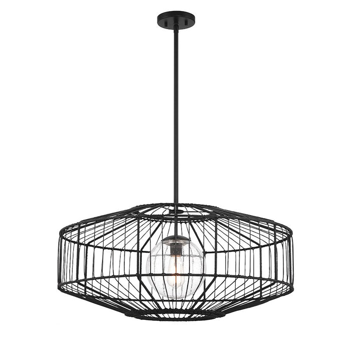 Savoy House Marcy 1 Light Pendant, Matte Black/Clear Seeded