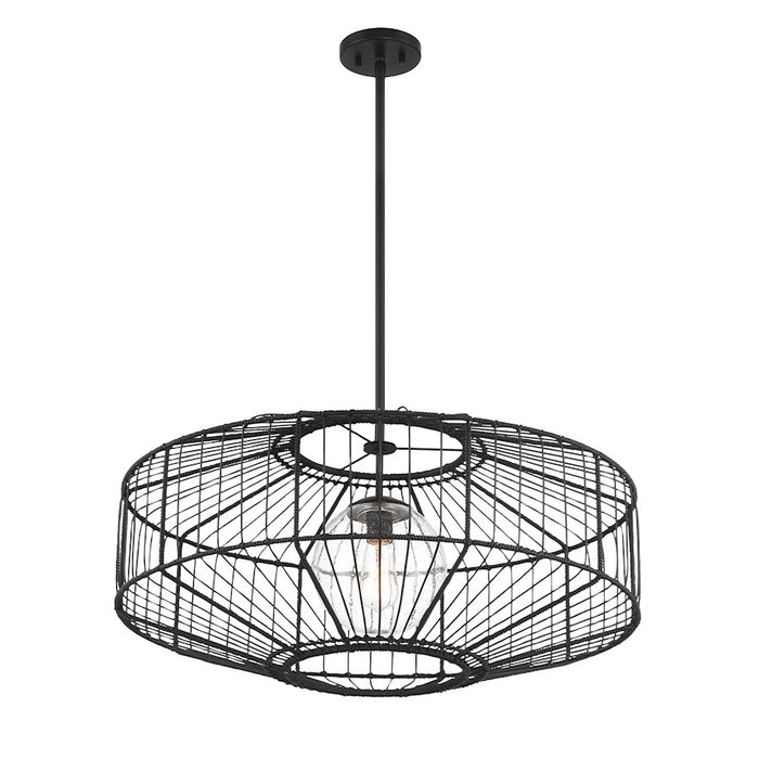 Savoy House Marcy 1 Light Pendant, Matte Black/Clear Seeded