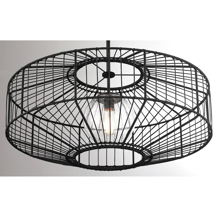 Savoy House Marcy 1 Light Pendant, Matte Black/Clear Seeded