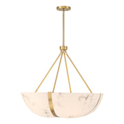 Savoy House Chalfont 30in 4-Light Pendant | Classic Warm Brass and Faux Alabaster Resin | Dining Room & Kitchen Island | 30 x 30 x 25 | Model 7-1451-4-322