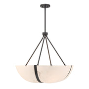 Savoy House Chalfont 30in 4-Light Pendant | Classic & Traditional Matte Black and Faux Alabaster | Dining Room & Kitchen Island | 30 in | Model 7-1451-4-89