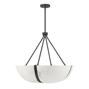 Savoy House Chalfont 30in 4-Light Pendant | Classic & Traditional Matte Black and Faux Alabaster | Dining Room & Kitchen Island | 30 in | Model 7-1451-4-89
