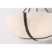 Savoy House Chalfont 30in 4-Light Pendant | Classic & Traditional Matte Black and Faux Alabaster | Dining Room & Kitchen Island | 30 in | Model 7-1451-4-89