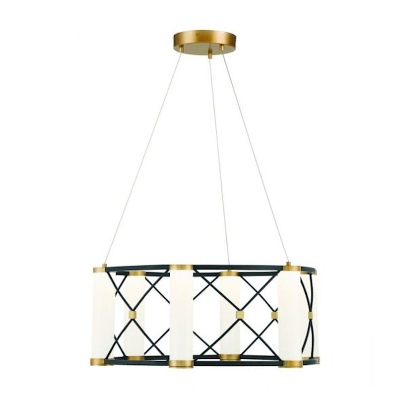 Savoy House Aries LED Pendant, Black/Brass/White Opal
