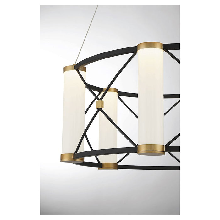 Savoy House Aries LED Pendant, Black/Brass/White Opal