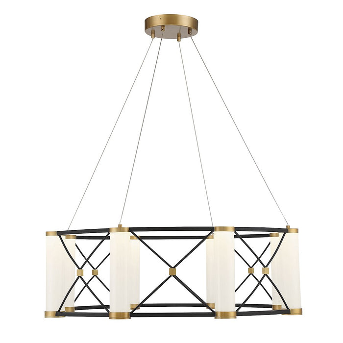 Savoy House Aries LED Pendant, Black/Brass/White Opal