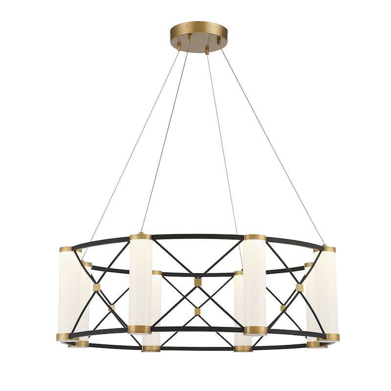 Savoy House Aries LED Pendant, Black/Brass/White Opal