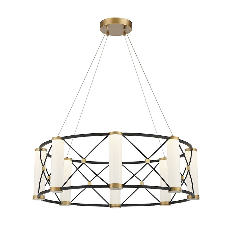 Savoy House Aries LED Pendant, Black/Brass/White Opal