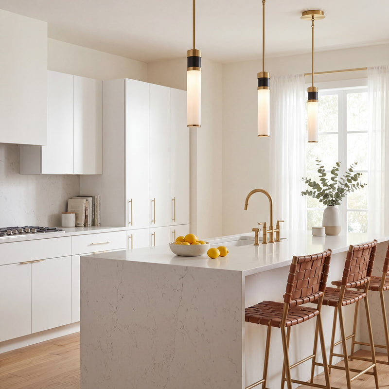 Savoy House Abel LED Mini-Pendant, Matte Black/Warm Brass Accents