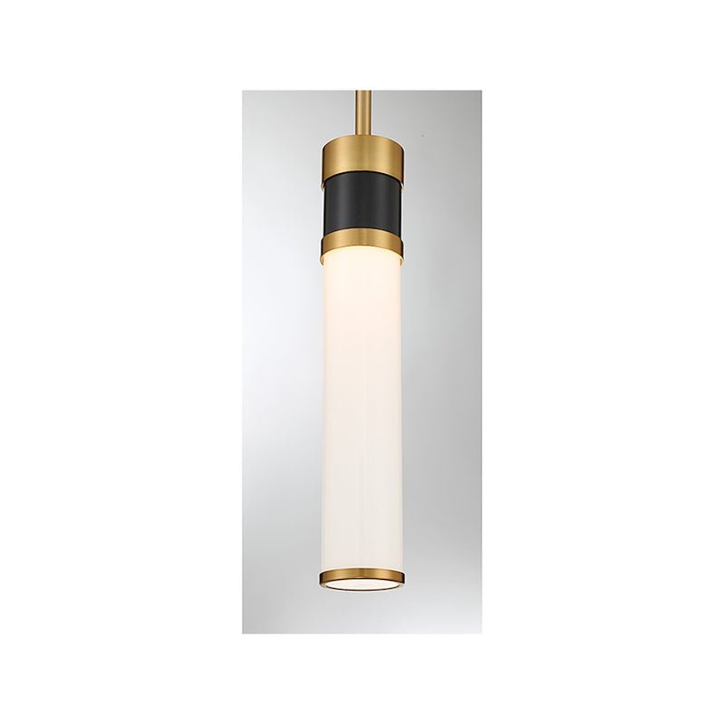 Savoy House Abel LED Mini-Pendant, Matte Black/Warm Brass Accents