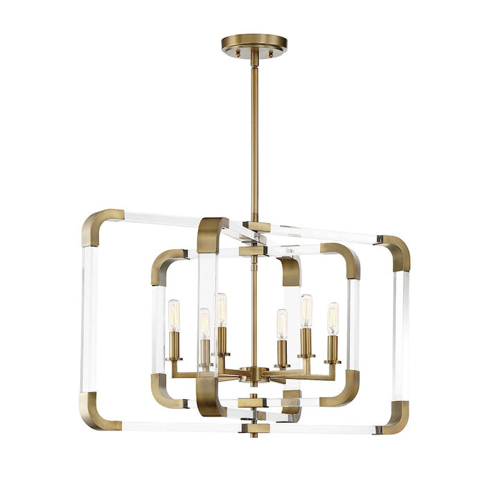 Savoy House Rotterdam 6-Light Pendant, Warm Brass - 7-1660-6-322