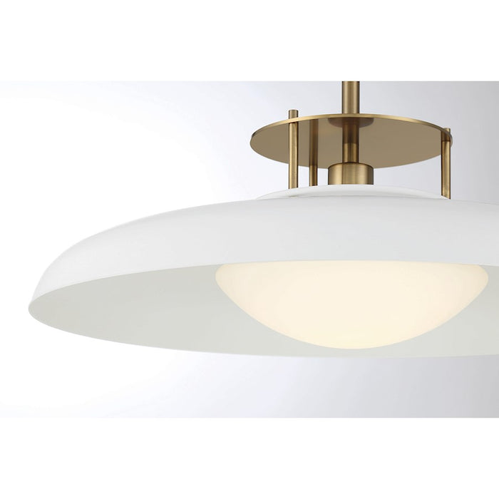 Savoy House Gavin 1-Light Pendant, White/Warm Brass Accents