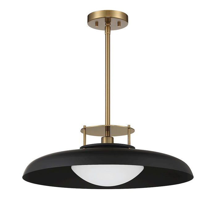 Savoy House Gavin 1-Light Pendant, Matte Black/Warm Brass Accents