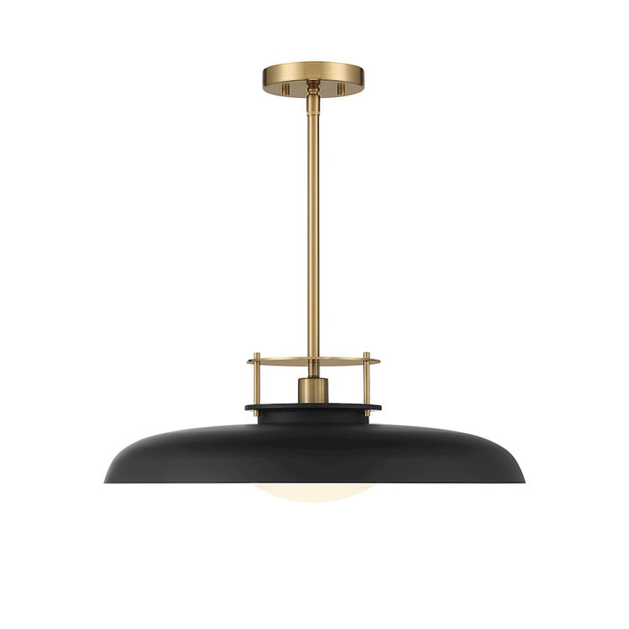 Savoy House Gavin 1-Light Pendant, Matte Black/Warm Brass Accents