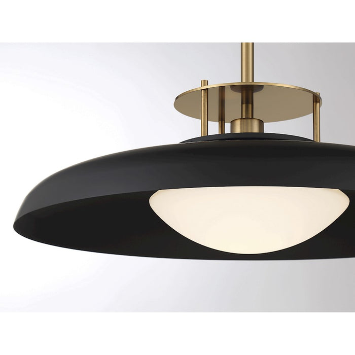 Savoy House Gavin 1-Light Pendant, Matte Black/Warm Brass Accents