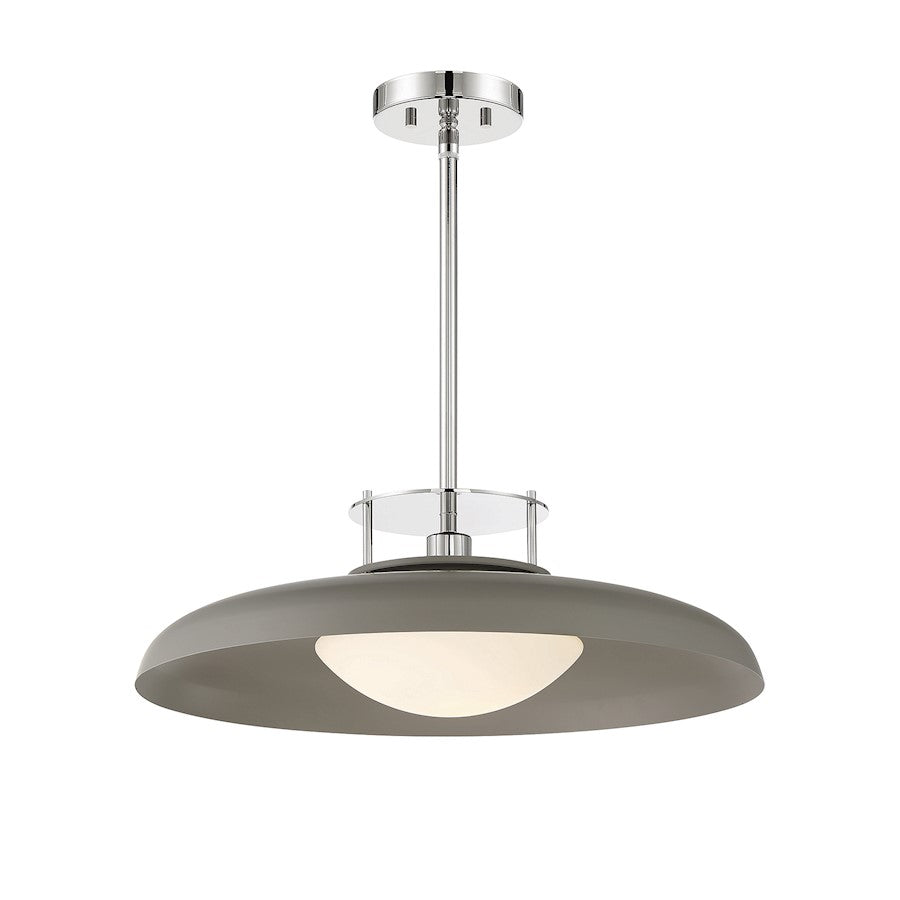 Savoy House Gavin 1-Light Pendant, Gray/Polished Nickel Accents - 7-1690-1-175