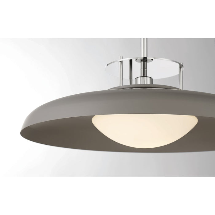 Savoy House Gavin 1-Light Pendant, Gray/Polished Nickel Accents