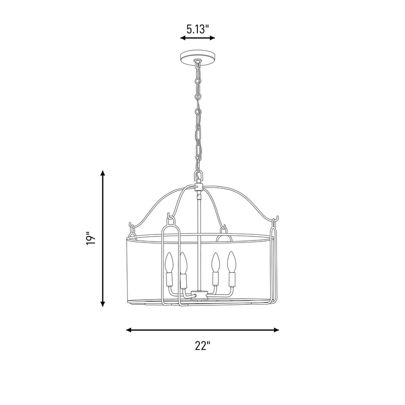 Savoy House Ashlay 4 Light Pendant, Matte Black