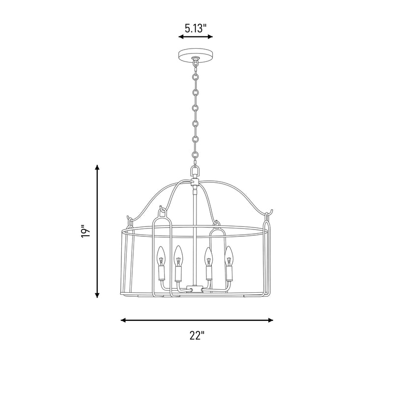 Savoy House Ashlay 4 Light Pendant, Satin Nickel