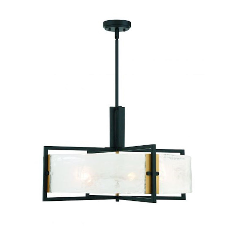 Savoy House Hayward 5 Light Pendant, Black/Brass/Strie Piastra