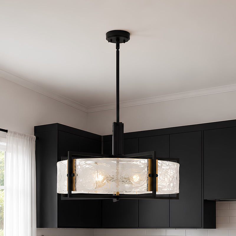 Savoy House Hayward 5 Light Pendant, Black/Brass/Strie Piastra