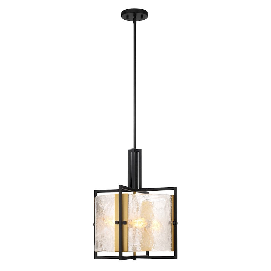 Savoy House Hayward 3Lt Pendant, Black/Brass/Strie Piastra - 7-1699-3-143