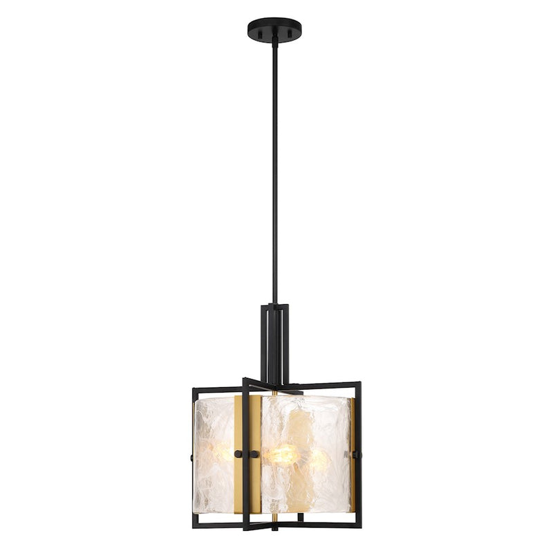 Savoy House Hayward 3Lt Pendant, Black/Brass/Strie Piastra