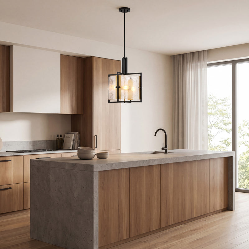 Savoy House Hayward 3Lt Pendant, Black/Brass/Strie Piastra