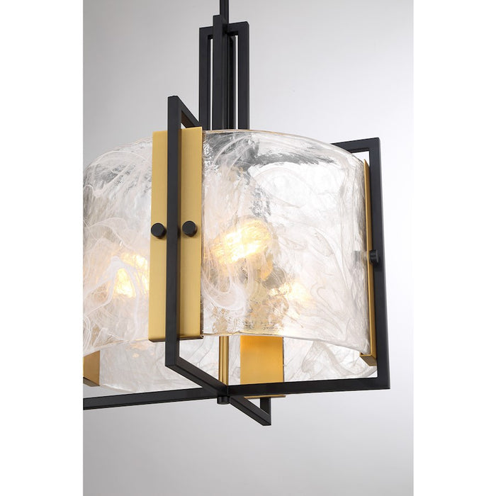Savoy House Hayward 3Lt Pendant, Black/Brass/Strie Piastra