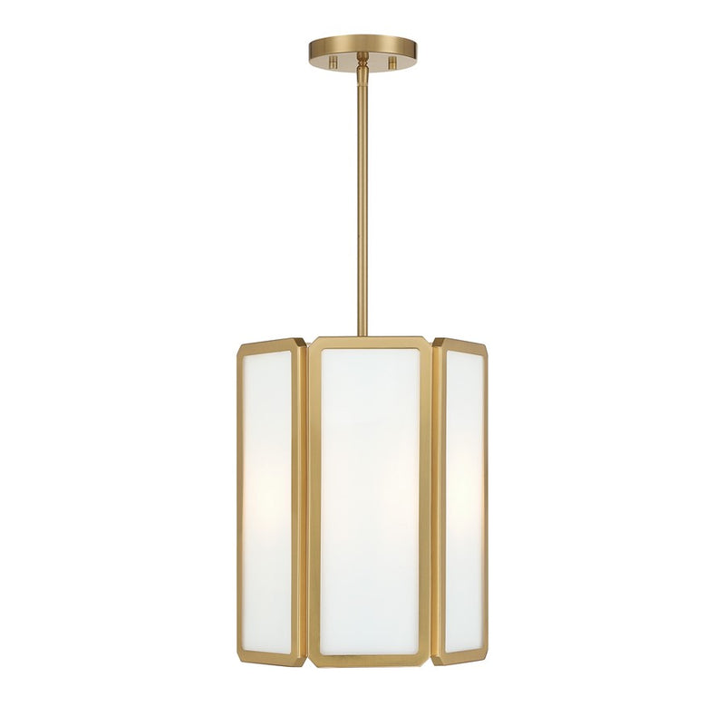 Savoy House Leeds 3 Lt Pendant, White Opal, Warm Brass
