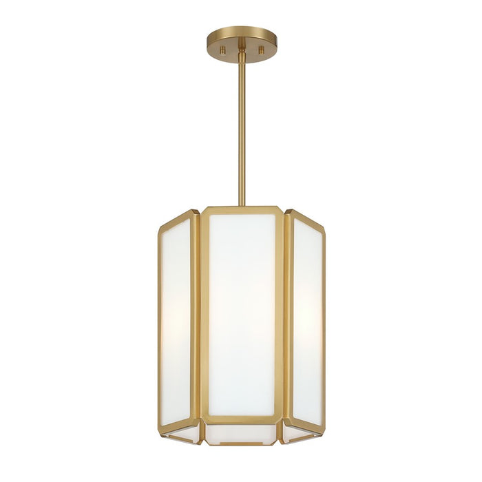 Savoy House Leeds 3 Lt Pendant, White Opal, Warm Brass