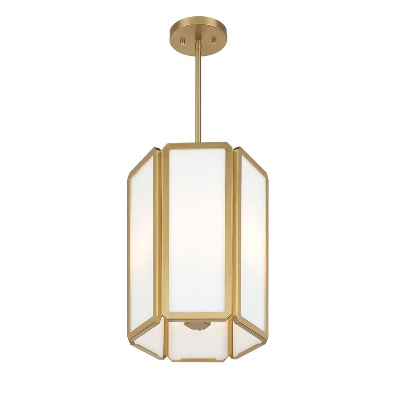 Savoy House Leeds 3 Lt Pendant, White Opal, Warm Brass
