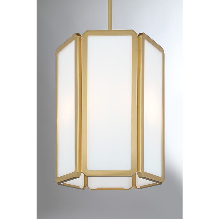Savoy House Leeds 3 Lt Pendant, White Opal, Warm Brass