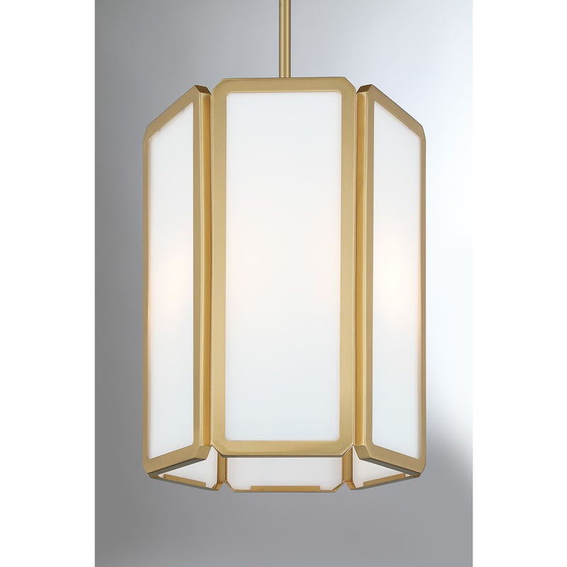 Savoy House Leeds 3 Lt Pendant, White Opal, Warm Brass
