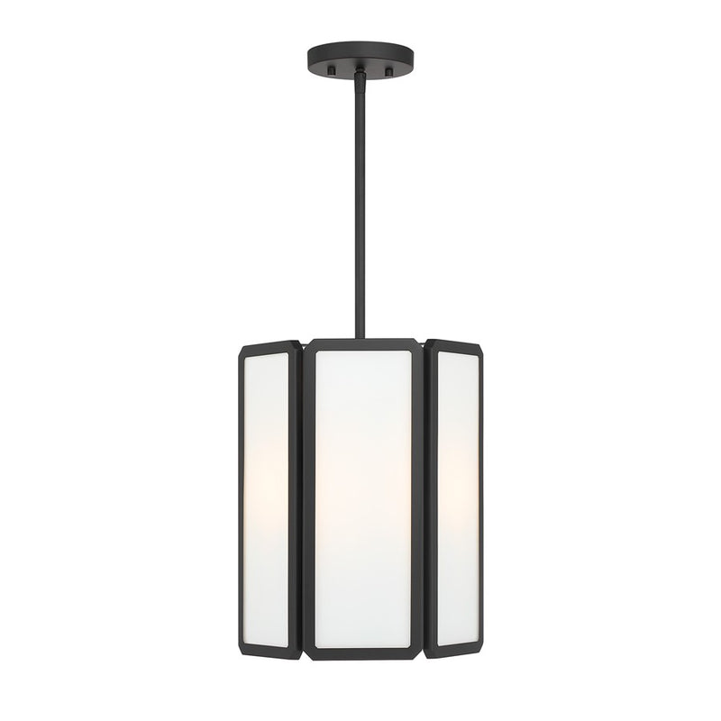 Savoy House Leeds 3 Lt Pendant, White Opal, Matte Black