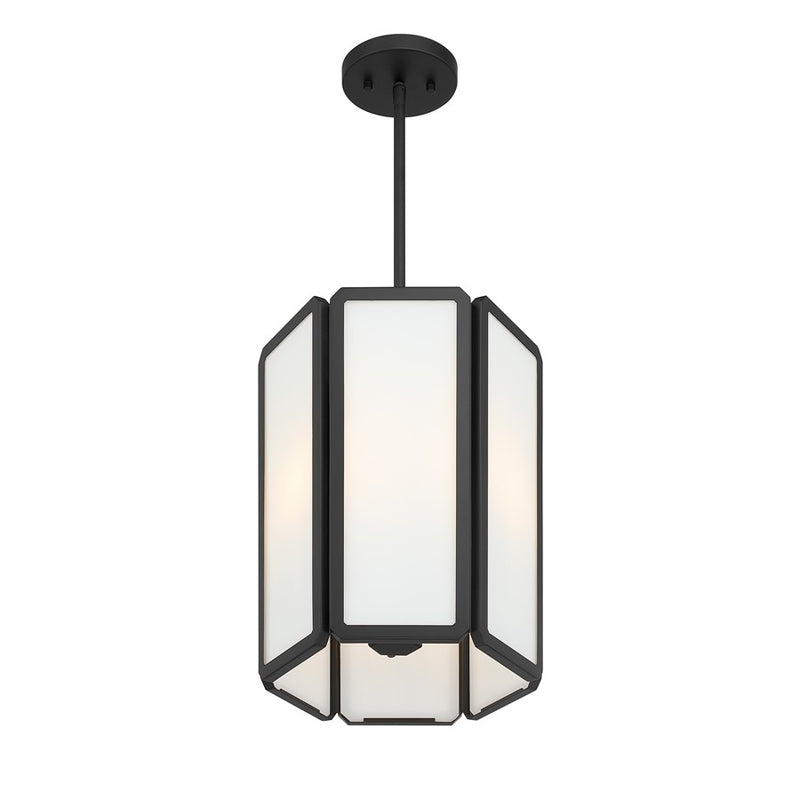 Savoy House Leeds 3 Lt Pendant, White Opal, Matte Black