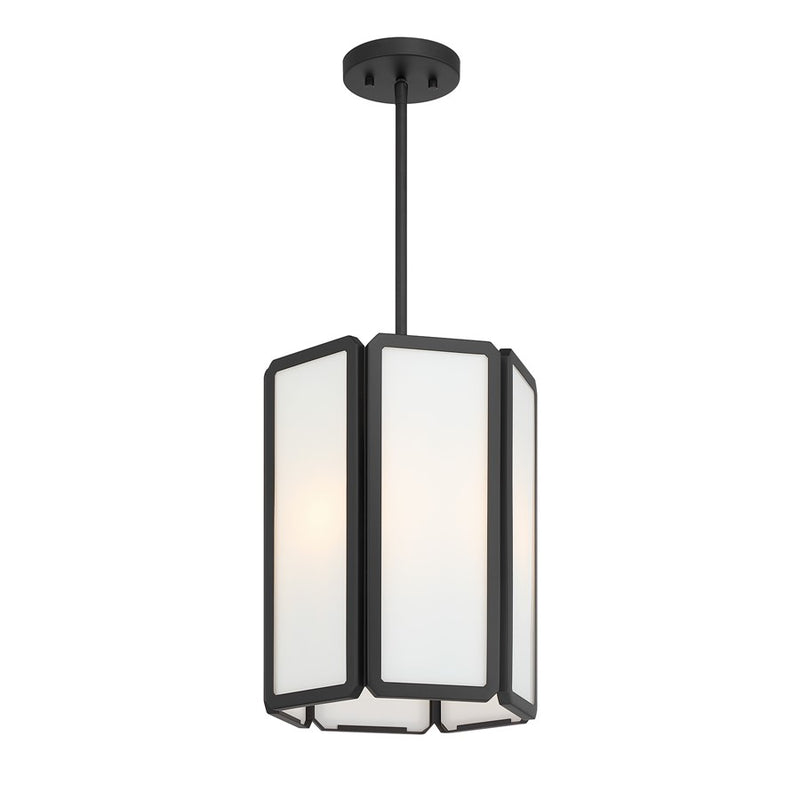 Savoy House Leeds 3 Lt Pendant, White Opal, Matte Black