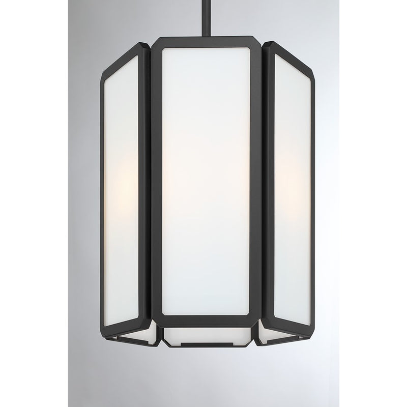 Savoy House Leeds 3 Lt Pendant, White Opal, Matte Black