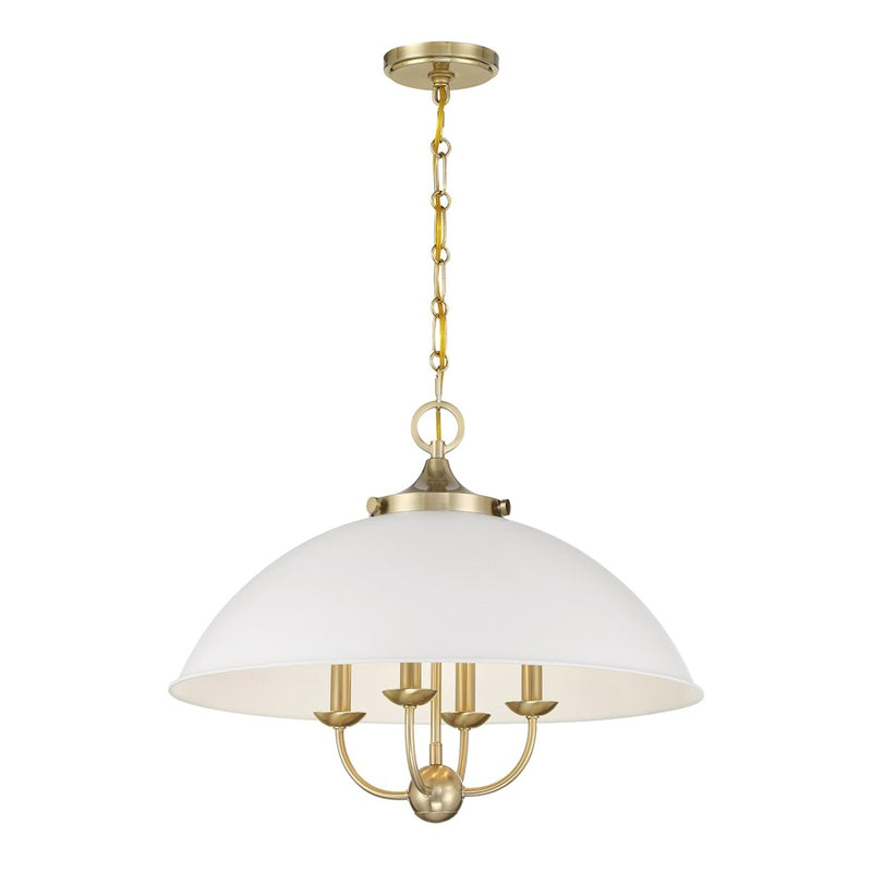 Savoy House Monterey 4 Light Pendant, White and Warm Brass