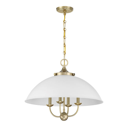Savoy House Monterey 4 Light Pendant, White and Warm Brass