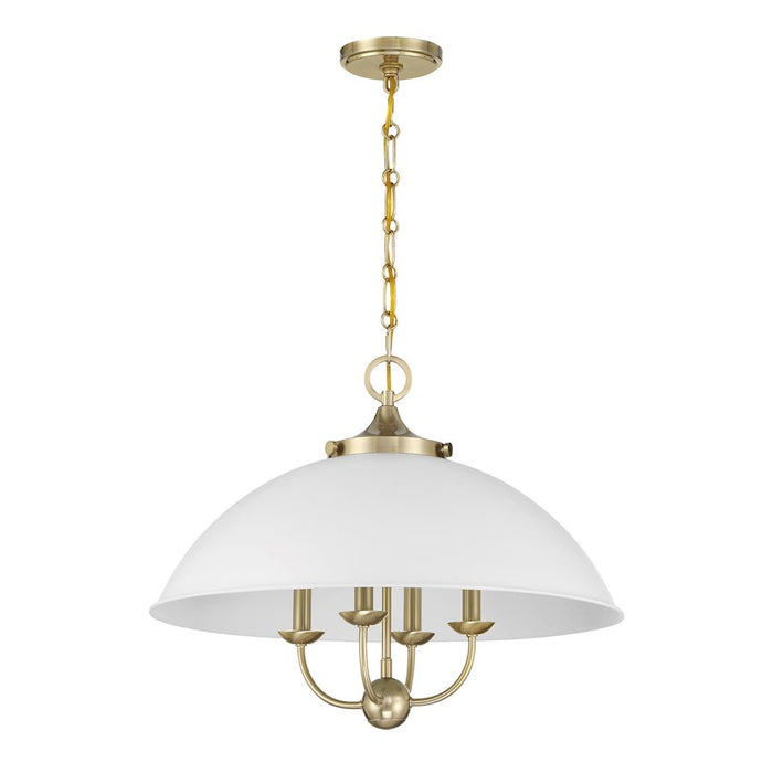Savoy House Monterey 4 Light Pendant, White and Warm Brass