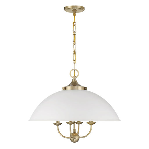 Savoy House Monterey 4 Light Pendant, White and Warm Brass
