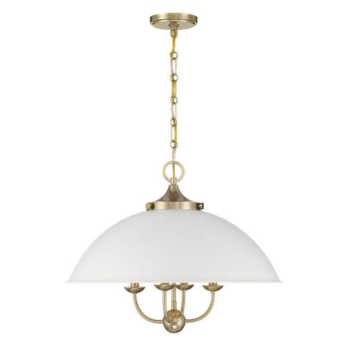 Savoy House Monterey 4 Light Pendant, White and Warm Brass