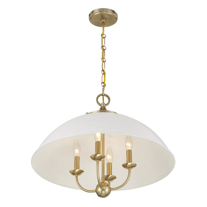 Savoy House Monterey 4 Light Pendant, White and Warm Brass
